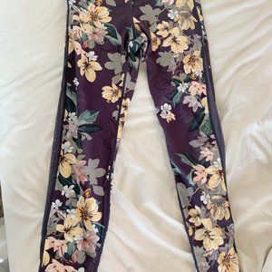 JOY LAB Gray Floral Athletic Leggings Mesh Sides